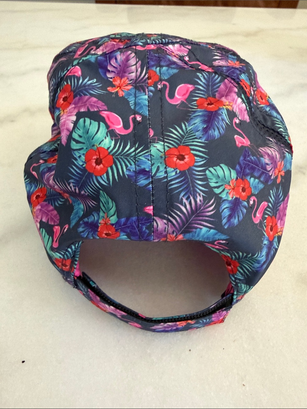 Tropical Flamingo Print Women's Baseball Cap - Navy Pink Floral - Picture 5 of 5